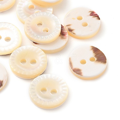 Natural Shell Flat Round Buttons with Carved Rim Recessed Center SH-CBA18B6-02B-05-1