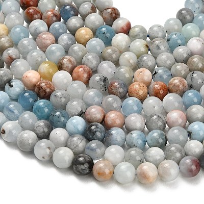 Natural Aquamarine Beads Strands G-F591-29B-8mm-05-1