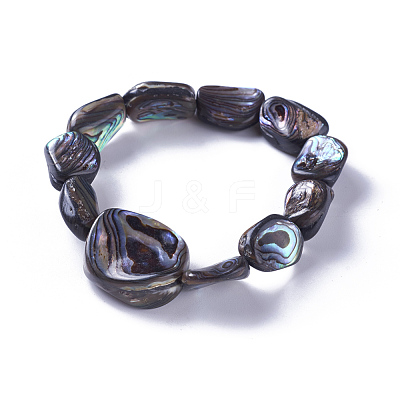 Natural Abalone Shell/Paua ShellStretch Bracelets BJEW-F378-01-1