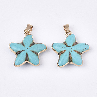 Electroplate Synthetic Turquoise Pendants G-S344-78-1