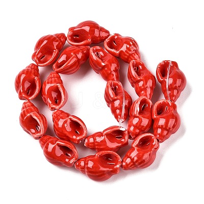 Handmade Printed Porcelain Beads Strand PORC-T133-01B-1