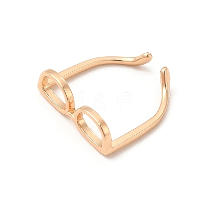 Brass Glasses Frame Open Cuff Ring for Women RJEW-F140-140KCG-1