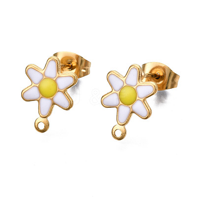 304 Stainless Steel Enamel Stud Earring Findings STAS-T052-43G-07-1