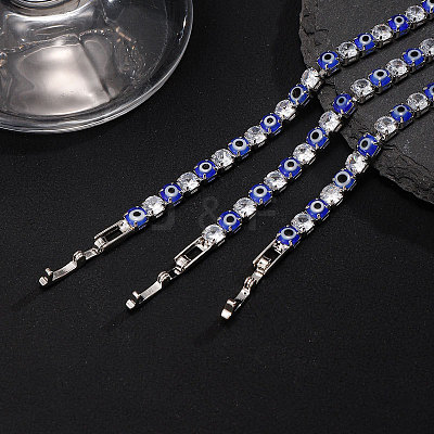 Brass & Clear Cubic Zirconia & Resin Evil Eye Tennis Bracelets for Women FS-WG6CA97-01-1