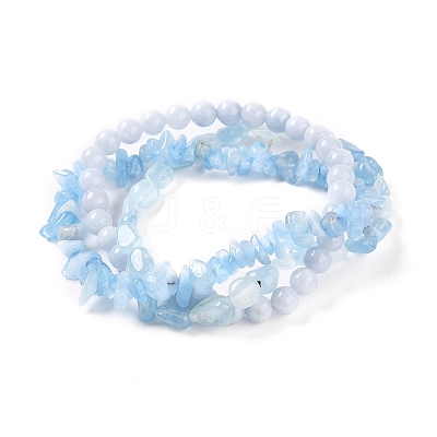 Natural Aquamarine Stretch Bracelets BJEW-JB05649-1