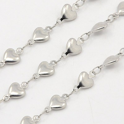 Tarnish Resistant 3.28 Feet 304 Stainless Steel Heart Chains X-CHS-K001-53-5.5mm-1
