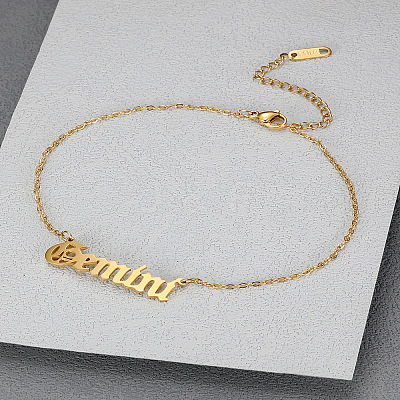 304 Stainless Steel Constellation Word Link Chain Anklets for Women FS-WG5BE8C-10-1