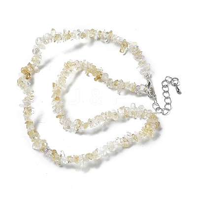 Natural Supper 7 Rutilated Quartz Chip Beaded Necklaces for Men Women NJEW-G159-01H-1