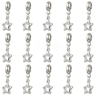10Pcs Alloy Crystal Rhinestone Star European Dangle Charms MPDL-YW0001-06-1