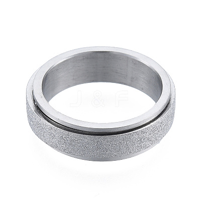 Non-Tarnish 201 Stainless Steel Sand Blast Rotating Finger Ring RJEW-N043-06P-1