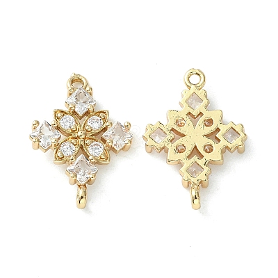 Brass Pave Cubic Zirconia Connector Charms KK-G462-45KCG-04-1