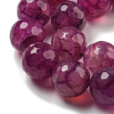 Faceted Natural Dragon Veins Agate Beads Strands G-F447-12mm-L02-1