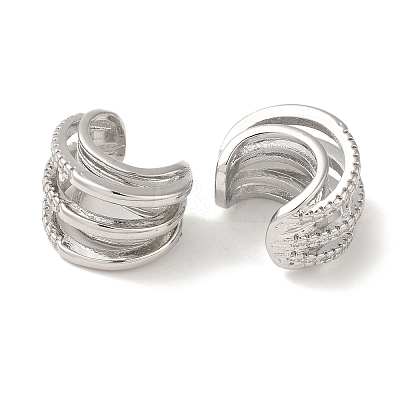 Rack Plating Brass Micro Pave Clear Cubic Zirconia 4-Strand Ring Cuff Earrings for Women EJEW-P280-18P-1