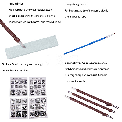 Chinese Seal Stamp Cutting and Stone Seal Carving Hand Tools Set TOOL-WH0029-03-1