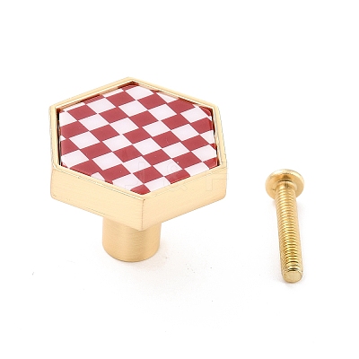 Hexagon with Grid Pattern Brass Box Handles & Knobs LS-DIY-P054-A02-1