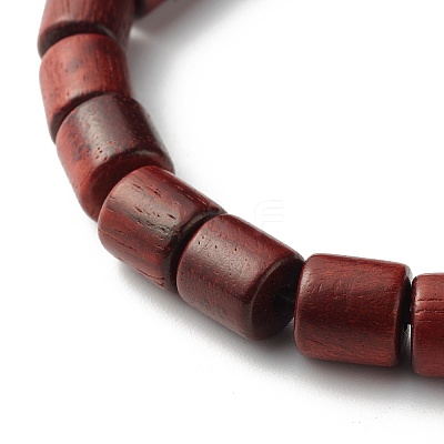 Waxed Wooden Column Beads Stretch Bracelet for Men Women BJEW-JB06776-1