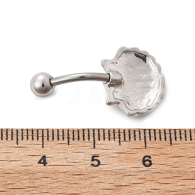 Alloy Enamel Shell Shaped Curved Barbell Belly Rings AJEW-R007-02P-1