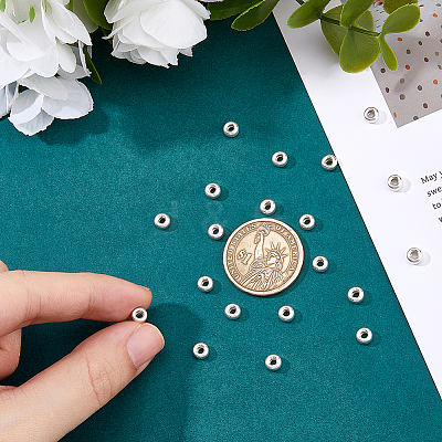 20Pcs Rondelle 925 Sterling Silver Spacer Beads STER-DC0001-70-1