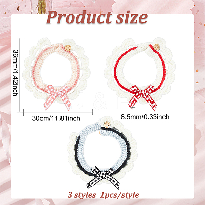 3Pcs 3 Colors Wool Woven Cat Collars AJEW-FG0002-66-1