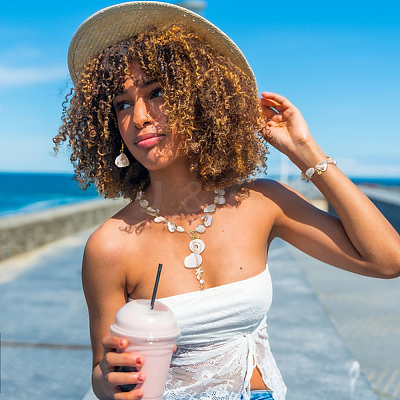 Natural Shell & Natural Cultured Freshwater Pearl Necklacrs & Dangle Earrings & Bracelets Set for Women SJEW-PH01393-01-1