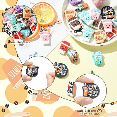 24Pcs 12 Styles Cartoon Drink Silicone Beads PVC-YW0001-04-1