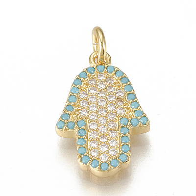 Brass Micro Pave Cubic Zirconia Pendants ZIRC-Q015-046G-1
