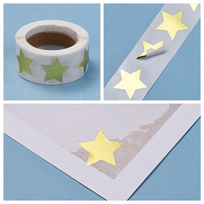 Metallic Foil Star Shape Paper Sticker Labels DIY-E023-03-1