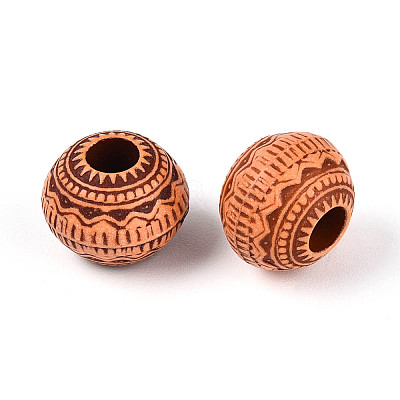 Imitation Wood Acrylic European Beads SACR-Q186-13-1
