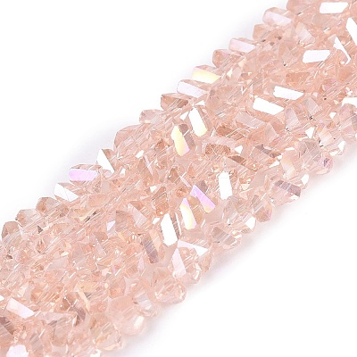 Electroplate Transparent Glass Beads Strands EGLA-Q139-01A-A08-1