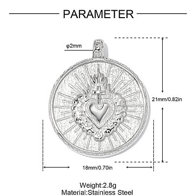304 Stainless Steel Pendants STAS-OY014-66P-1