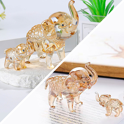 2Pcs 2 Styles Natural Quartz Crystal Elephant Ornaments DJEW-ME0001-06-1