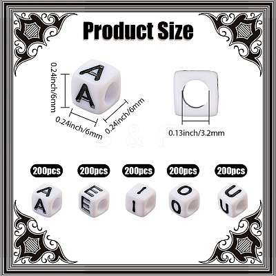 1000Pcs 5 Styles Acrylic Horizontal Hole Letter Beads MACR-PA0001-34-1