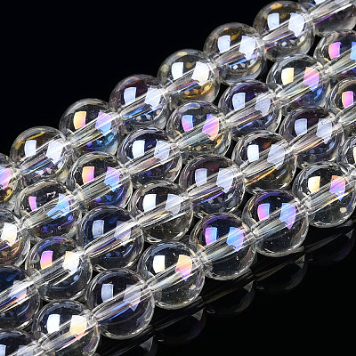 Electroplate Transparent Glass Beads Strands GLAA-T032-T8mm-AB13-1