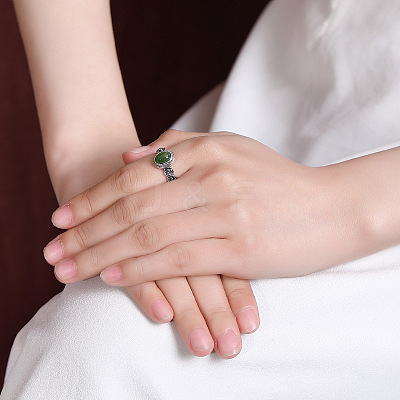 Oval Natural Jade Finger Rings WG8AEAC-01-1