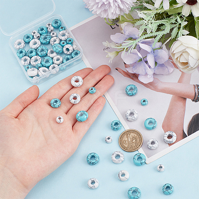 60Pcs 6 Styles Synthetic Turquoise Beads TURQ-PH0001-09-1