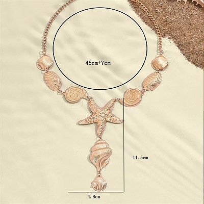 Ocean Iron Conch Shell Starfish Shape Pendant Y Necklaces for Vacation Beach Travel Jewelry YJ1922-1
