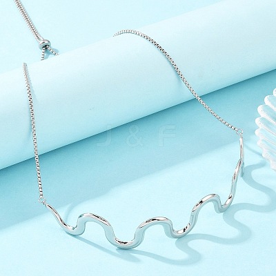 304 Stainless Steel Wavy Line Choker Slider Necklaces NJEW-Z106-01P-1