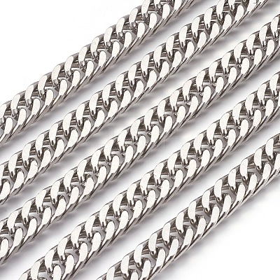 Tarnish Resistant 201 Stainless Steel Cuban Link Chains CHS-L017-17D-1