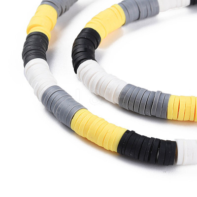 Fixed 4 Color Handmade Polymer Clay Bead Strands CLAY-S096-029B-1