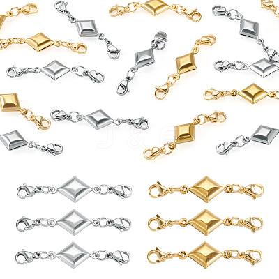 16Pcs 2 Style 304 Stainless Steel Lobster Claw Clasps PALLOY-TAC0264-1