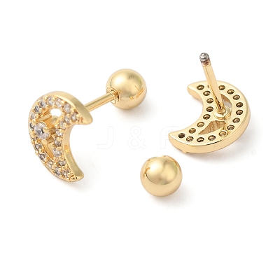 Moon Brass Micro Pave Clear Cubic Zirconia Cartilage Earrings EJEW-L289-02G-01-1