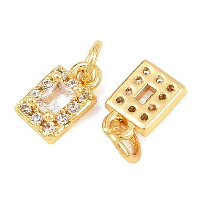 Brass Micro Pave Cubic Zirconia Charms KK-F927-21G-1