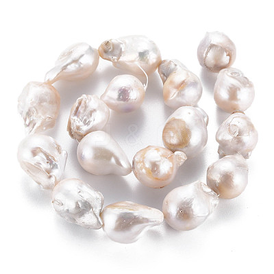 Natural Baroque Pearl Keshi Pearl Beads Strands PEAR-S019-04B-1