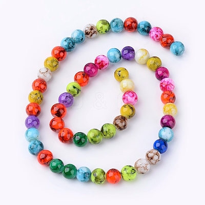 Spray Painted Glass Beads Strands DGLA-MSMC001-14-1