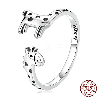 Giraffe 925 Sterling Silver Adjustable Cuff Rings for Women FS-WG500B7-01-1