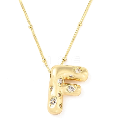 Brass Micro Pave Clear Cubic Zirconia Pendant Necklaces NJEW-Z038-01G-F-1