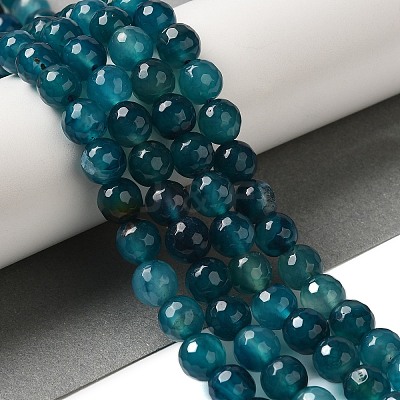 Dyed & Heated Natural Agate Beads Strands G-P539-D01-08-1