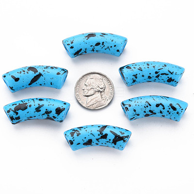 Opaque Spray Painted Acrylic Beads MACR-S372-001F-B07-1