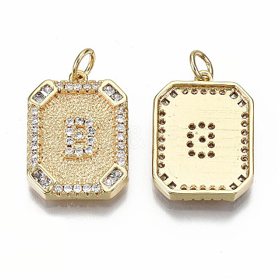 Brass Micro Pave Clear Cubic Zirconia Pendants KK-S356-234B-G-NF-1