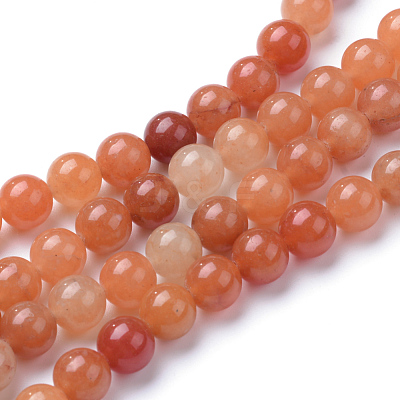 Natural Red Aventurine Bead Strands G-R345-8mm-46-1